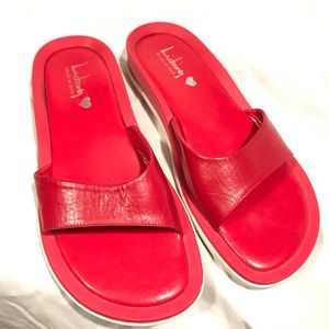EUC - Luichiny - Red w/ White Slides / Sandals